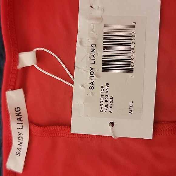 Sandy Liang Darren Applique Crop Top in Red Large NWT - Picture 4 of 5